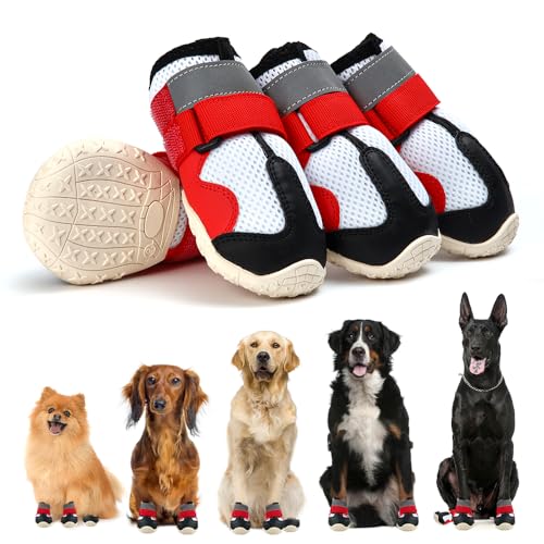 MUSIMC Hundeschuhe für große Hunde, atmungsaktive Hundeschuhe für heißen Gehweg, rutschfeste Hundeschuhe und Pfotenschutz für Sommer, Hot Pavement, Wandern, Hundeschuhe, Welpen, Outdoor, Pfotenschutz von MUSIMC