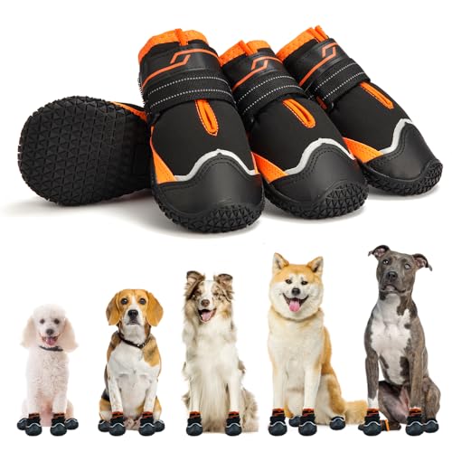 MUSIMC Rutschfeste Schneestiefel für Hunde, Größe M, L, Hundestiefel und Pfotenschutz für den Winter, verschneite Tage, wasserdicht bei regnerischem Wetter, Wandern, Hundeschuhe (Schwarz/Orange, Größe MUSIMC Rutschfeste Schneestiefel für Hunde, Größe M, L, Hundestiefel und Pfotenschutz für den Winter, verschneite Tage, wasserdicht bei regnerischem Wetter, Wandern, Hundeschuhe (Schwarz/Orange, Größe von MUSIMC