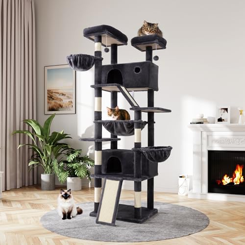 MUTICOR kratzbaum groß,206 cm hoch, Mehreren Ebenen Großes Kletterbaumhaus für große Katzen/Kratzbaum für Wohnungskatzen/Plüsch-Sitzplattformen/Korbhängematte/breite Basis/Dunkelgrau MUTICOR kratzbaum groß,206 cm hoch, Mehreren Ebenen Großes Kletterbaumhaus für große Katzen/Kratzbaum für Wohnungskatzen/Plüsch-Sitzplattformen/Korbhängematte/breite Basis/Dunkelgrau von MUTICOR