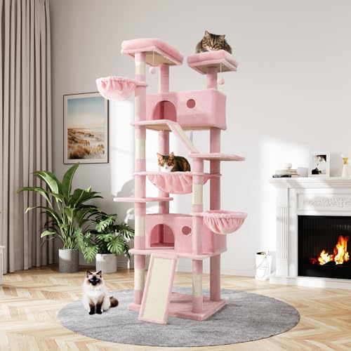 MUTICOR kratzbaum groß,206 cm hoch, Mehreren Ebenen Großes Kletterbaumhaus für große Katzen/Kratzbaum für Wohnungskatzen/Plüsch-Sitzplattformen/Korbhängematte/breite Basis/Rosa MUTICOR kratzbaum groß,206 cm hoch, Mehreren Ebenen Großes Kletterbaumhaus für große Katzen/Kratzbaum für Wohnungskatzen/Plüsch-Sitzplattformen/Korbhängematte/breite Basis/Rosa von MUTICOR