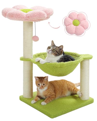 MUTTROS Flower Cat Tree, 71.1 cm Cat Tower with Cozy Flower Perch, Large Hammock for Indoor Small Cats, Cute Cat Tree with Sisal Scratching Post and Fur Toy Ball for Kittens, Pink MUTTROS Flower Cat Tree, 71.1 cm Cat Tower with Cozy Flower Perch, Large Hammock for Indoor Small Cats, Cute Cat Tree with Sisal Scratching Post and Fur Toy Ball for Kittens, Pink von MUTTROS
