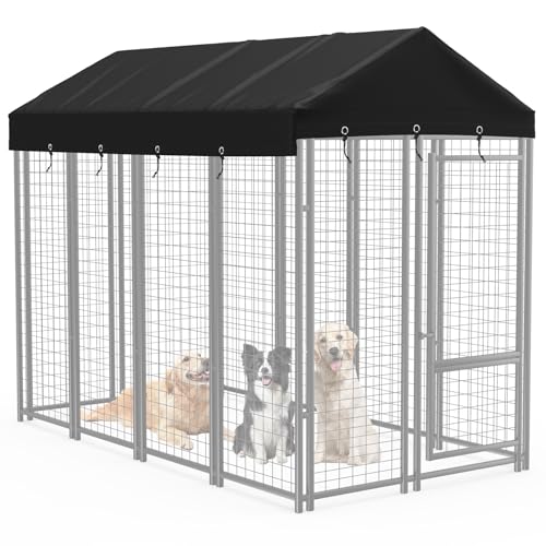 MUTUSHI Ersatz-Abdeckung für Hundehütten, wasserdicht, winddicht, UV-kompatibel, für mehrere Marken von Hundekäfigen, 2,4 m x 1,2 m, Schwarz (ohne Rahmen) von MUTUSHI