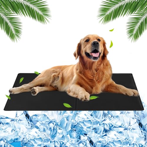 MUXIWOM Kühlmatte Hund Katzen, Kühlmatte für Hunde Selbstkühlend Hunde Kühlmatte für Sommer Hundekühlmatte Kühlkissen Haustiere Kühlende Hundematte mit Ungiftiges Gel(Schwarz 65x50cm) von MUXIWOM