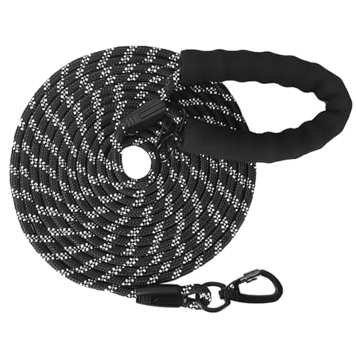 Schleppleine, 5M 10M 20M Schleppleine für Hunde, Robust Hundeleine mit bequemem gepolstertem Griff, Trainingsleine Laufleine für Welpen kleine mittlere große Hunde, Abschließbarer Karabiner (5M) von MUXUN