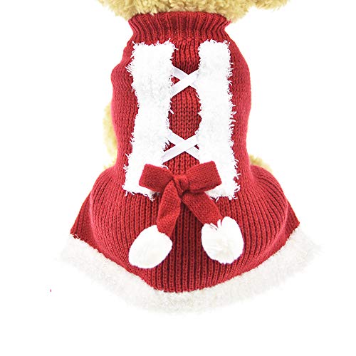 MUYAOPET Muyaotet Hundepullover für Weihnachten, Winter, warm, für Kleine und mittelgroße Hunde, Dackel, M(Bust 15.7inch), rot von MUYAOPET