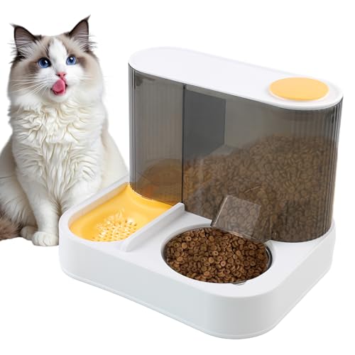 MUYG 2-in-1 Automatischer Futterspender für Katzen und Wasserspender, All-in-One-Hundefutter- und Wasserspender-Set mit Edelstahl-Futternapf, abnehmbarer Schwerkraft-Futterspender für Katzen, Kätzchen MUYG 2-in-1 Automatischer Futterspender für Katzen und Wasserspender, All-in-One-Hundefutter- und Wasserspender-Set mit Edelstahl-Futternapf, abnehmbarer Schwerkraft-Futterspender für Katzen, Kätzchen von MUYG