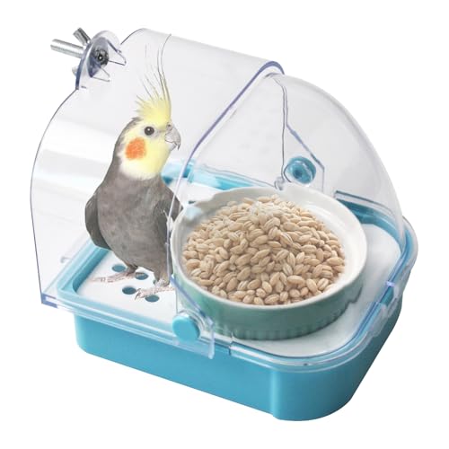 MUYG 2-in-1 Vogelfutterstation für Vögel, Käfig-Futterstation mit Keramikschale und Papageien-Badewanne mit unterer Schublade, Duschbox für Vögel, Wellensittiche, Sittiche, kleine Papageien, MUYG 2-in-1 Vogelfutterstation für Vögel, Käfig-Futterstation mit Keramikschale und Papageien-Badewanne mit unterer Schublade, Duschbox für Vögel, Wellensittiche, Sittiche, kleine Papageien, von MUYG