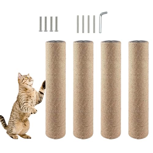 MUYG 4 Pcs Cat Scratching Post Replacement for Indoor 15.7 x 3.1 Inches Cats Tree Replacement Parts Natural Jute Pole Part Cat Scratch Posts Refill with M8 Screws Spare Cat Furniture Accessories von MUYG