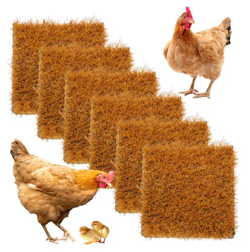 MUYG 6 Stück waschbare Hühner-Nistunterlagen, Hühner-Nistkasten, Hühner, Nistunterlagen, Kunstrasenteppich, wiederverwendbare Hühner-Nistkästen, Unterlage, Hühnerstall, Einstreu zum Eierlegen (30,5 x von MUYG