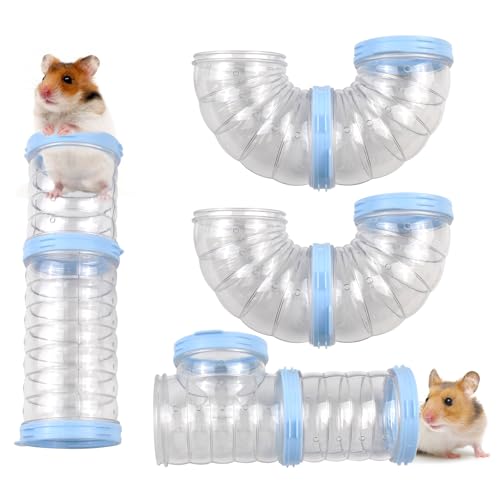 MUYG 8 Hamster Tube Set, Clear Hamster Tunnel Tube Kit DIY Kleintier Spielzeug Tube Abenteuer Externes Zubehör Syrische Zwergmaus Ratte (Blau) von MUYG