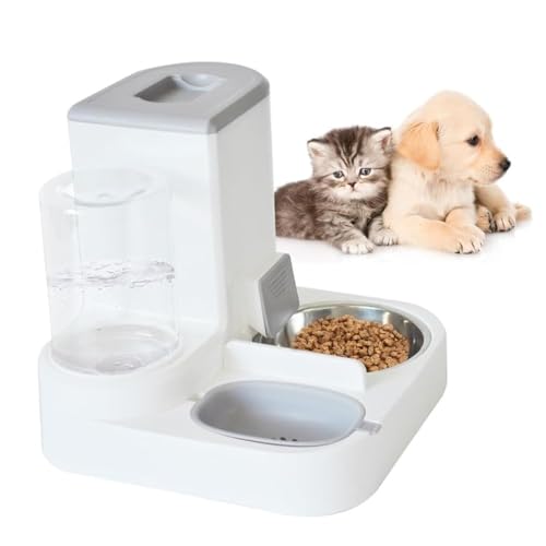 MUYG Automatisches Katzenfutter- und Wasserspender-Set, 2-in-1, All-in-One-Schwerkraft-Haustier-Futterstation mit Edelstahl-Katzenfutterschale, Reise-Autozufuhrspender und Wasserspender für kleine, von MUYG