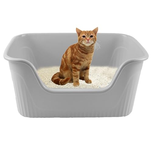 MUYG Extra große Katzentoilette, 54 x 41 x 27 cm, Katzenklo mit hoher Seite, einteilig, Jumbo-Katzentoilette, spritzgeschützt, geringer Einstieg, leicht zu reinigen, für kleine, mittelgroße Katzen MUYG Extra große Katzentoilette, 54 x 41 x 27 cm, Katzenklo mit hoher Seite, einteilig, Jumbo-Katzentoilette, spritzgeschützt, geringer Einstieg, leicht zu reinigen, für kleine, mittelgroße Katzen von MUYG