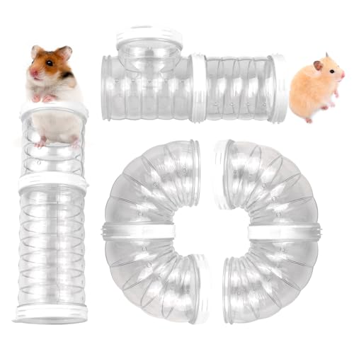 MUYG Hamsterrohr-Set, Hamsterspielzeug, durchsichtig, für kleine Tiere, externes Zubehör, Abenteuerschlauch, syrische Ratte, Maus (weiß), 8 Stück von MUYG