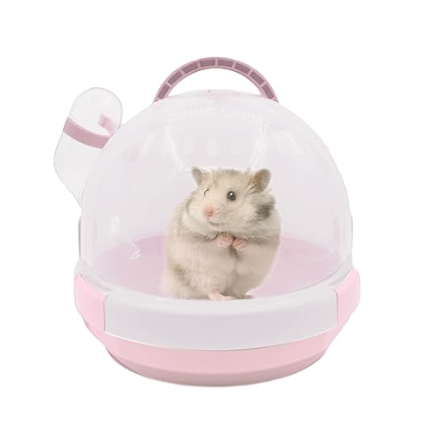 MUYG Hamstertragekäfig, tragbar, für Kleintiere, mit Wasserflasche, Kunststoff, atmungsaktiv, Meerschweinchen, für Zwerghamster, Frettchen, Chinchillas, Igel (Rosa) von MUYG