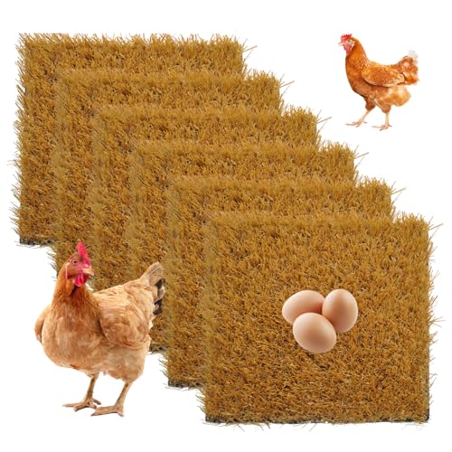 MUYG Hühner-Nistkasten-Pads, waschbar, Kunstrasenteppich, Hühner, Bettwäsche, wiederverwendbar, Eier legen, Rasen, Nistmatten für Hühnerstall, Haustier, drinnen und draußen, 6 Stück von MUYG