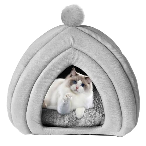 MUYG Katzenbett für den Innenbereich, faltbares Katzenhaus, Katzenhöhle, Kuppel, Katzenzelt mit abnehmbarem, waschbarem Kissen, Kätzchenhütten mit rutschfester Unterseite, für kleine, mittelgroße von MUYG
