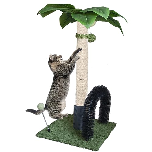 MUYG Kratzbaum für Katzen, 74.9 cm hoch, natürliches Sisal, mit Selbstpfleger für den Innenbereich, große Katzen, Kätzchen, für ausgewachsene Katzen, Kätzchen (grün) von MUYG