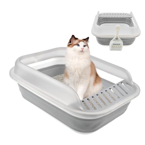 MUYG Offene Katzentoilette mit Löffel, flach, spritzwassergeschützt, Reise-Klo mit Sandtropfen-Pedal, hohe Seite, niedriger Eingang, Katzentoilette, halbgeschlossen, verstellbar, für Kätzchen, ältere MUYG Offene Katzentoilette mit Löffel, flach, spritzwassergeschützt, Reise-Klo mit Sandtropfen-Pedal, hohe Seite, niedriger Eingang, Katzentoilette, halbgeschlossen, verstellbar, für Kätzchen, ältere von MUYG