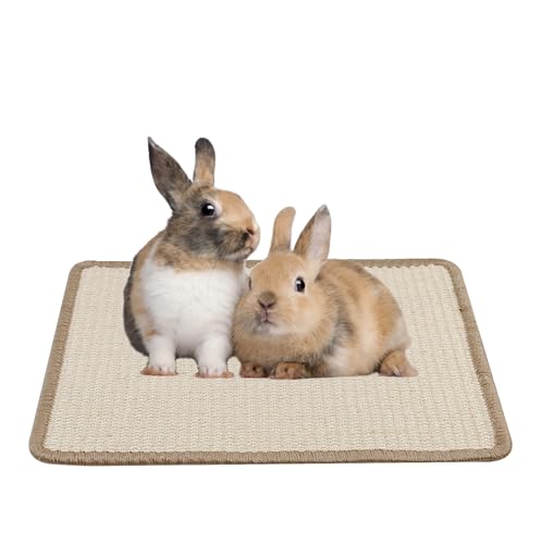 MUYG Sisal-Kratzmatte für Kaninchen, 40 x 30 cm, Kaninchen-Kratzmatte zum Schleifen von Krallen, Spielen, Kauen, Langeweile, Spielzeug, natürliches Sisal, Kaninchen-Fußmatte für Frettchen von MUYG