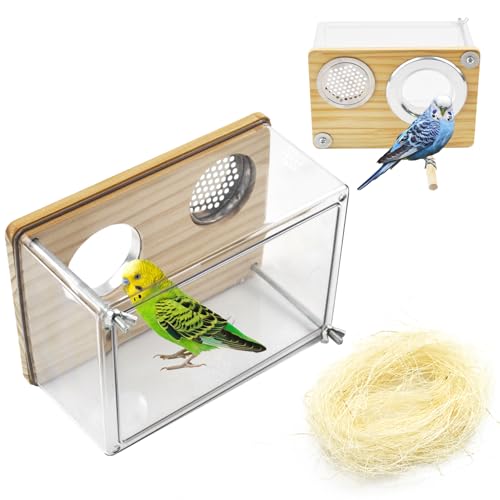MUYG Vogel-Nistkasten für Fenster, transparenter Sittichnest, Brutkasten, Papageienzucht, Paarungskasten, Vogelnestkasten, Hauskäfigzubehör mit Holzstange für Sittiche, Wellensittiche, Sittiche, MUYG Vogel-Nistkasten für Fenster, transparenter Sittichnest, Brutkasten, Papageienzucht, Paarungskasten, Vogelnestkasten, Hauskäfigzubehör mit Holzstange für Sittiche, Wellensittiche, Sittiche, von MUYG
