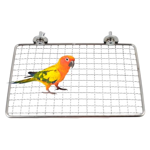 MUYG Vogelsitzstange aus Edelstahl, 20 x 15 cm, Papageienständer, Regal, Anti-Kauen, stehend, rechteckig, Papageien-Sitzstangen, Regale, Vogelkäfig-Zubehör für kleine Nymphensittiche, Wellensittiche von MUYG