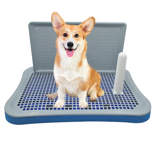 MUYG Zusammenklappbares Töpfchentablett für Hunde, 50,8 x 38,1 cm, Welpen-Pinkelunterlage, mit Schutzwand, tragbare Hundetoilette mit Gitter und rutschfesten Matten, für den Innenbereich, von MUYG