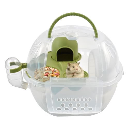 MUYG Zwerghamster-Reisetasche, tragbarer Hamsterl-Käfig mit leisen Übungsrädern, Wasserflasche, Futternapf, 2 Ebenen, kleine Tiere, atmungsaktive Tragetasche für Mäuse, Ratten, Zuckergleiter (grün) MUYG Zwerghamster-Reisetasche, tragbarer Hamsterl-Käfig mit leisen Übungsrädern, Wasserflasche, Futternapf, 2 Ebenen, kleine Tiere, atmungsaktive Tragetasche für Mäuse, Ratten, Zuckergleiter (grün) von MUYG
