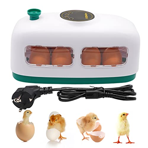 8 Eier Inkubator Hühner Brutmaschine für Geflügeleier, Kleiner Eierbrutschrank in Zugform mit Led-eilicht, Digitale Temperaturregelung Brutautomat Zum Brüten von Vögeln, Wachteln und Tauben (Weiß) von MUYIRTED