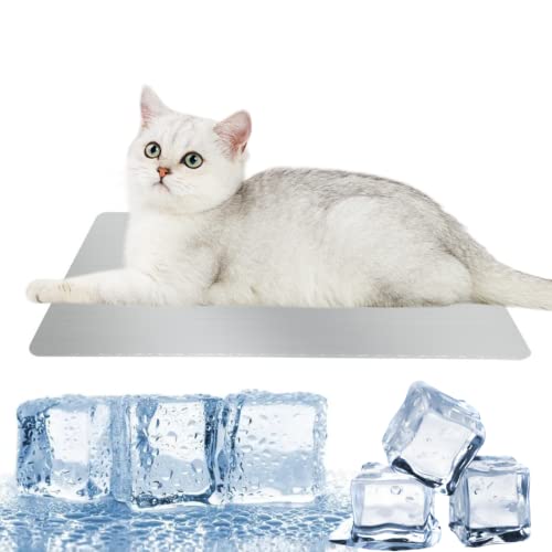 MUYYIKA Kühlplatten für Hunde und Katzen Kühlung für Katzen Kühlbetten Aluminium-Kühlpads Kühlpads Physikalische Kühlung Senkt die Temperatur Verhindert einen Hitzschlag (50CM×30CM) von MUYYIKA