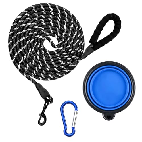 Lange Trainingsleine für Hunde, 6 m, lange Leine für kleine, mittelgroße und große Hunde, reflektierende Hundeleinen, Schlepptrainingsleine mit weich gepolstertem Griff und Clip, für Spaziergänge von MUZHUPGUZ