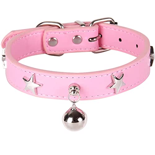 Hundehalsband mit Glöckchen und Sternnieten, Hundehalsband für Katzen, Welpen, kleine, mittelgroße und große Hunde, verstellbare Länge Hundehalsband mit Glöckchen und Sternnieten, Hundehalsband für Katzen, Welpen, kleine, mittelgroße und große Hunde, verstellbare Länge von MUZIEBA