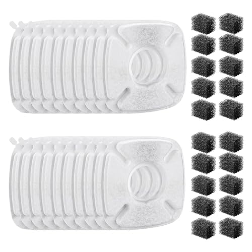 MVKLIW 20er-Pack Ersatzfilter & 20er-Pack Ersatzwasserfilter für Haustiere, Dreifachfiltersystem, Katzenbrunnen, Einfach zu Bedienen von MVKLIW