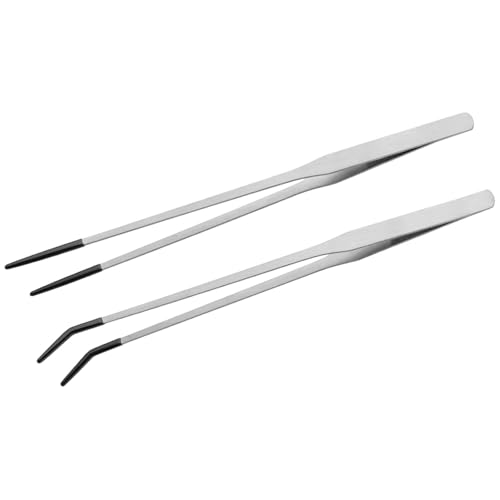 MVOLEGDE 2 Stück Pinzette Lang, Edelstahl Mit Gummispitze Aquarium Pinzette Lang, 27CM Erade/Gebogen Futterpinzette, Silbrig Pinzettes Aquarium, für Eidechsen Wasserpflanze Pflanzenpinzette MVOLEGDE 2 Stück Pinzette Lang, Edelstahl Mit Gummispitze Aquarium Pinzette Lang, 27CM Erade/Gebogen Futterpinzette, Silbrig Pinzettes Aquarium, für Eidechsen Wasserpflanze Pflanzenpinzette von MVOLEGDE