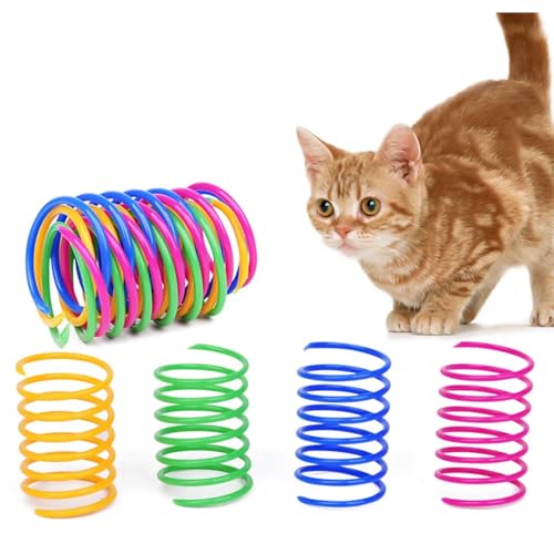 MVOLEGDE 24 Stück Katzenspielzeug Spirale, Buntes Kreatives Cat Spirale Spielzeug, Neuheit Spiralen Katzen, Kunststoff Katze Spielzeug, Katzen Langeweile Sprungfeder Spielzeugs, für Kätzchen von MVOLEGDE