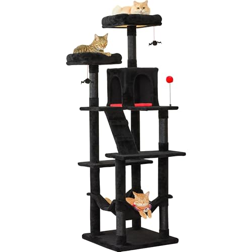 MWPO Gothic Großer Katzenbaum, 178 cm, mehrstöckiger hoher Katzenturm für Indoor-Katzen, Plüsch-Katzenhütte mit großen gepolsterten Sitzstangen, Sisalüberzogene Kratzbäume, Hängematte, Spielzeug für MWPO Gothic Großer Katzenbaum, 178 cm, mehrstöckiger hoher Katzenturm für Indoor-Katzen, Plüsch-Katzenhütte mit großen gepolsterten Sitzstangen, Sisalüberzogene Kratzbäume, Hängematte, Spielzeug für von MWPO