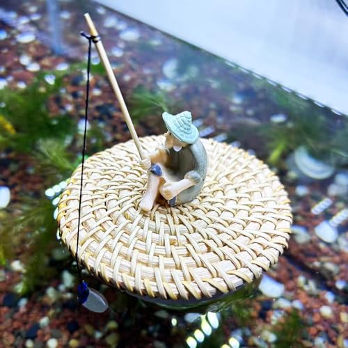 MWYZGmold Schwimmende Aquarium-Dekoration, niedliche Mini-Aquarium-Dekoration, Aquarium-Zubehör, Fischspielzeug für Betta-Buntbarsch, Goldfische, Garnelen, Einsiedlerkrebse (Rattan) von MWYZGmold