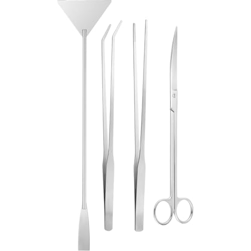 MWZBTG Aquarium Pflanzen Werkzeuge,Terrarium Pflanzen Scheren Set | Edelstahl Fischbecken Spatel Schere für Algen Trimmen und Fütterung von MWZBTG