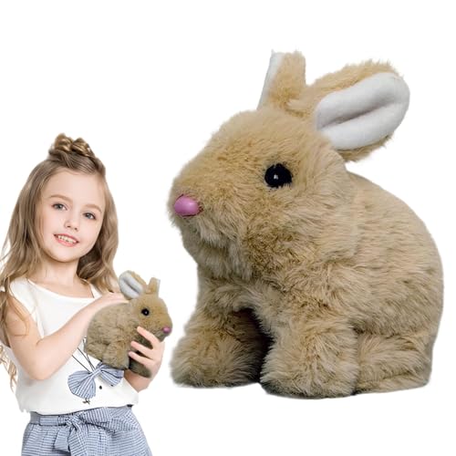 MWZBTG Hüpfendes Kaninchen, Osterhase Plüschtier, Realistisches Kaninchen Spielzeug, Elektronisches Haustier Plüschhasenspielzeug Mit Geräuschen Bewegungen, Plüschhase Für Ostern Weihnachtstag Geschen von MWZBTG