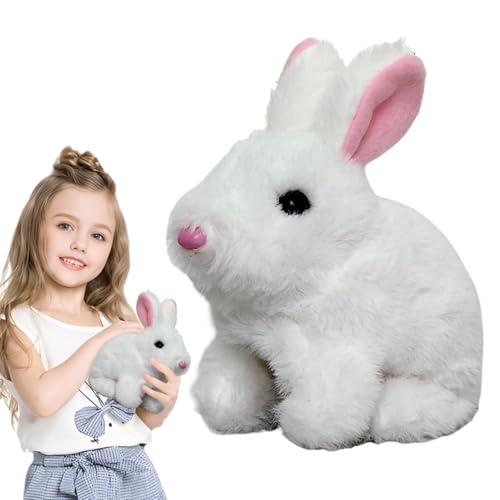 MWZBTG Hüpfendes Kaninchen, Osterhase Plüschtier, Realistisches Kaninchen Spielzeug, Elektronisches Haustier Plüschhasenspielzeug Mit Geräuschen Bewegungen, Plüschhase Für Ostern Weihnachtstag Geschen von MWZBTG