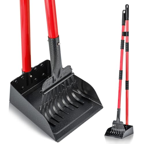 MXF Kotschaufel, Hundekotschaufel, langer Griff, Edelstahl-Tablett und Rechen, Set für mittelgroße kleine Hunde, strapazierfähig, Verwendung auf Gras, Schmutz oder Kies, Rot MXF Kotschaufel, Hundekotschaufel, langer Griff, Edelstahl-Tablett und Rechen, Set für mittelgroße kleine Hunde, strapazierfähig, Verwendung auf Gras, Schmutz oder Kies, Rot von MXF