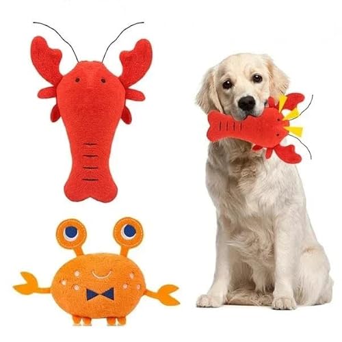 MXGRAPHIC 1 Haustier Katze und Hund Plüsch Kauspielzeug Langeweile Aggressive Zahnreinigung Keine Füllung Hundespielzeug Quietschendes Gummispielzeug(Crayfish) von MXGRAPHIC