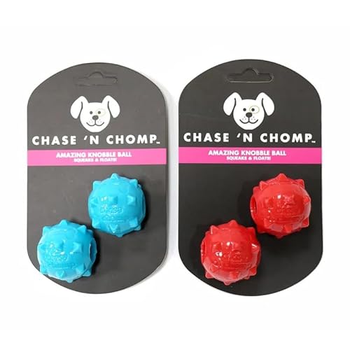 MXGRAPHIC Hundespielzeug, Mini-Quietschball, weich, schwimmfähig, federnd, ideal for Werfen und Jagen, am besten for Mini- oder kleine Hunde(2 Blue 2 red Balls) von MXGRAPHIC