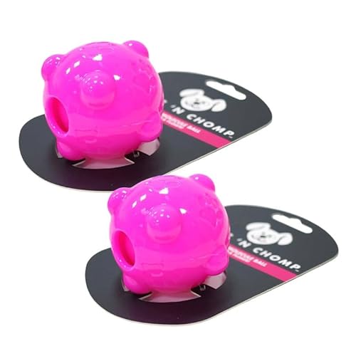 MXGRAPHIC Hundespielzeug, Quietschball, schwimmfähig, federnd, quietschend, bissfest, doppellagig, weich, ideal for Werfen und Jagen(2 pink Balls) von MXGRAPHIC