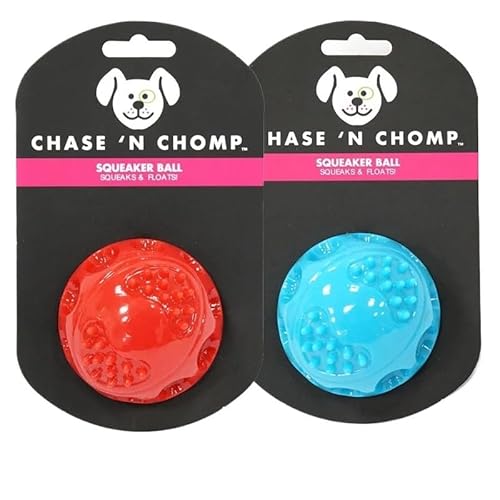 MXGRAPHIC Hundespielzeug, Quietschender Hüpfball, Langlebig, Schwimmfähig, Federnd, Haustierspielzeug, Quietschender Ball, Bissfest, for Kleine Bis Große Hunde(2 Large R B) von MXGRAPHIC