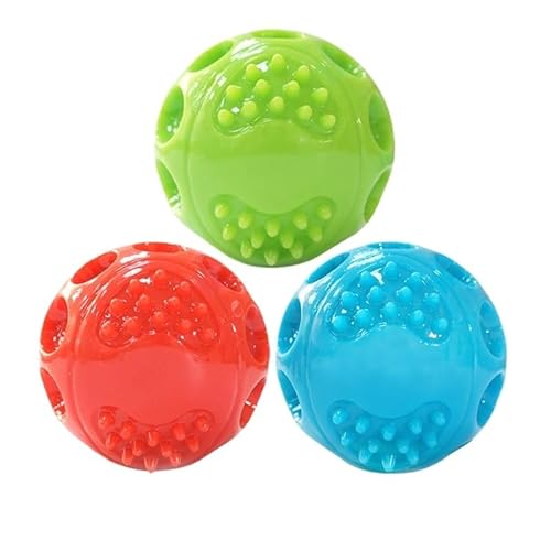 MXGRAPHIC Hundespielzeug, Quietschender Hüpfball, Langlebig, Schwimmfähig, Federnd, Haustierspielzeug, Quietschender Ball, Bissfest, for Kleine Bis Große Hunde(3 Large Balls) von MXGRAPHIC