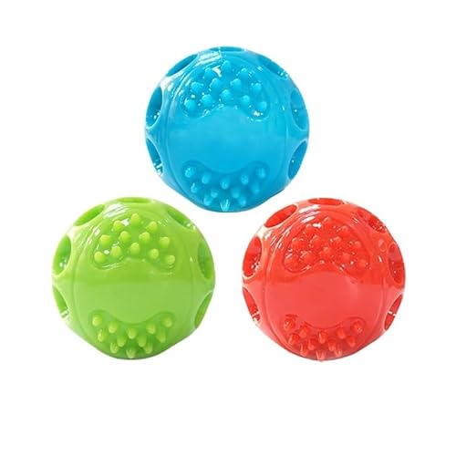 MXGRAPHIC Hundespielzeug, Quietschender Hüpfball, Langlebig, Schwimmfähig, Federnd, Haustierspielzeug, Quietschender Ball, Bissfest, for Kleine Bis Große Hunde(3 small Balls) von MXGRAPHIC
