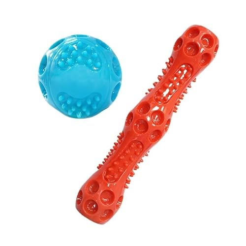 MXGRAPHIC Hundespielzeug, Quietschender Hüpfball, Langlebig, Schwimmfähig, Federnd, Haustierspielzeug, Quietschender Ball, Bissfest, for Kleine Bis Große Hunde(L Ball and Stick) von MXGRAPHIC