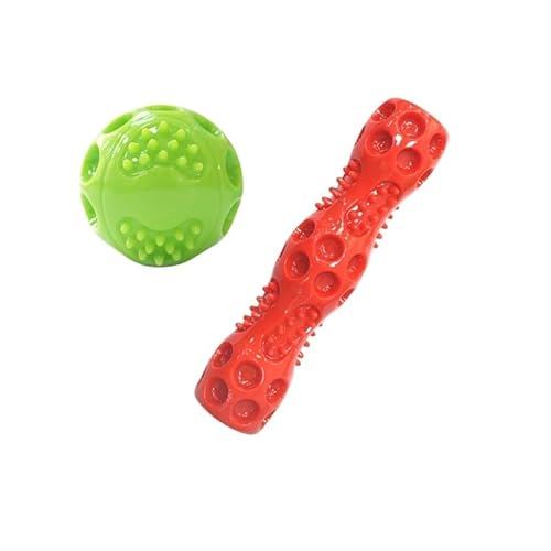 MXGRAPHIC Hundespielzeug, Quietschender Hüpfball, Langlebig, Schwimmfähig, Federnd, Haustierspielzeug, Quietschender Ball, Bissfest, for Kleine Bis Große Hunde(S Ball and Stick) von MXGRAPHIC