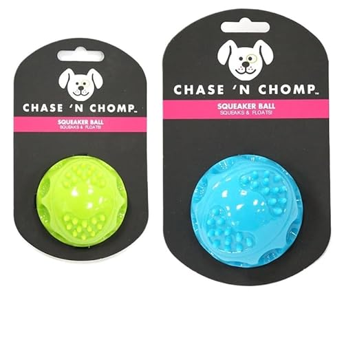 MXGRAPHIC Hundespielzeug, Quietschender Hüpfball, Langlebig, Schwimmfähig, Federnd, Haustierspielzeug, Quietschender Ball, Bissfest, for Kleine Bis Große Hunde(S Green and L Blue) von MXGRAPHIC