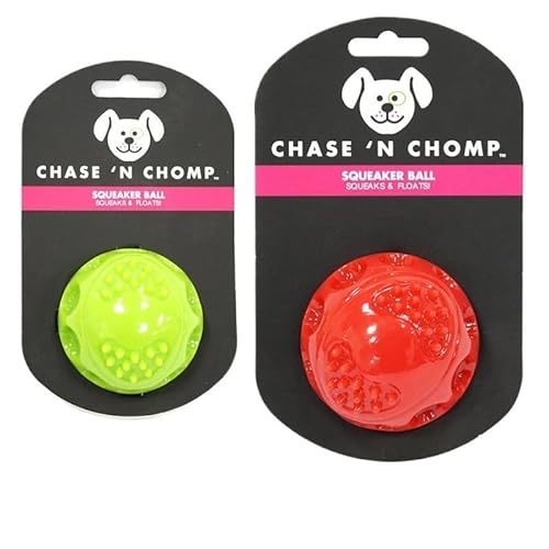 MXGRAPHIC Hundespielzeug, Quietschender Hüpfball, Langlebig, Schwimmfähig, Federnd, Haustierspielzeug, Quietschender Ball, Bissfest, for Kleine Bis Große Hunde(S Green and L red) von MXGRAPHIC